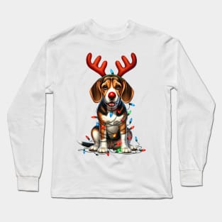 Christmas Red Nose Beagle Dog Long Sleeve T-Shirt